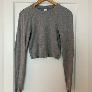 TNA grey cropped ribbed long sleeve